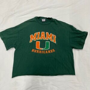 Vintage Miami Hurricanes Cropped T-Shirt Green Team Edition Foot Locker XL USA